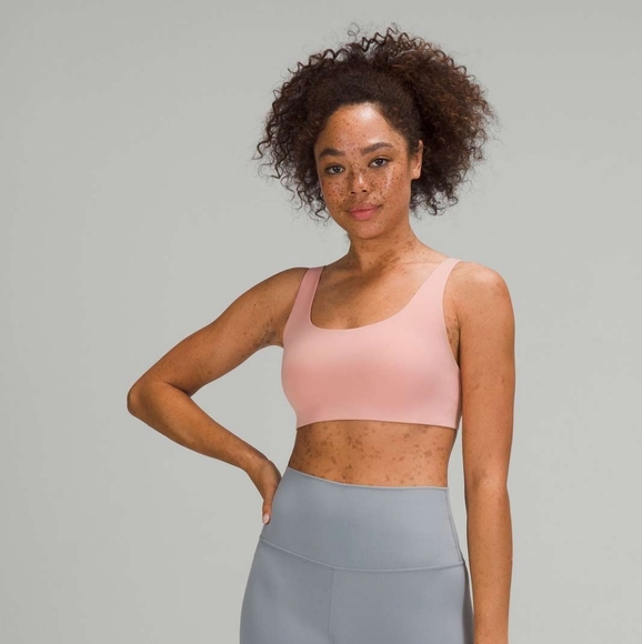 Lululemon NWT In Alignment Straight Strap Bra A/B Cup Support Pink Puff Sz 4 - Picture 2 of 6